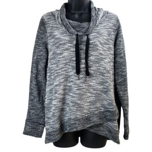 CALVIN KLEIN PERFORMANCE Women's Black White Cowl Neck Pullover Sweater Size L